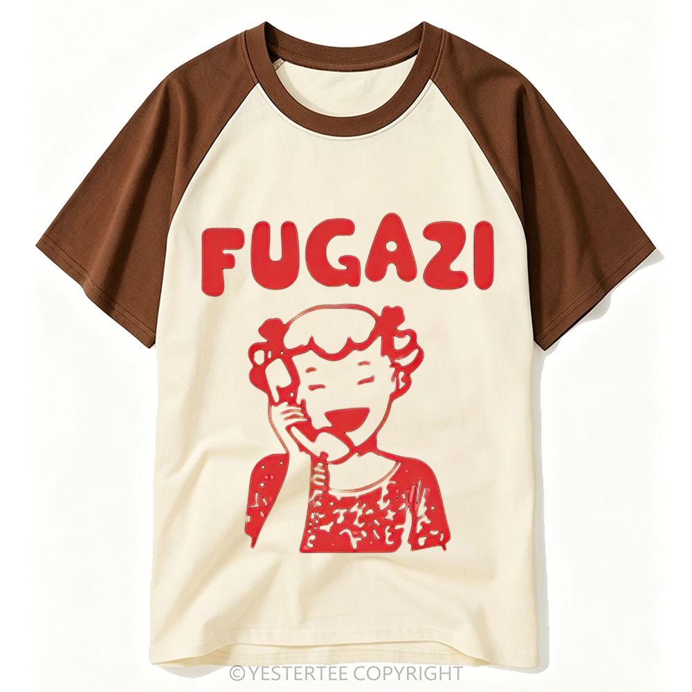90s Punk Band Fugazi Retro Phone Girl Minimal Red Graphic Baseball T-shirt