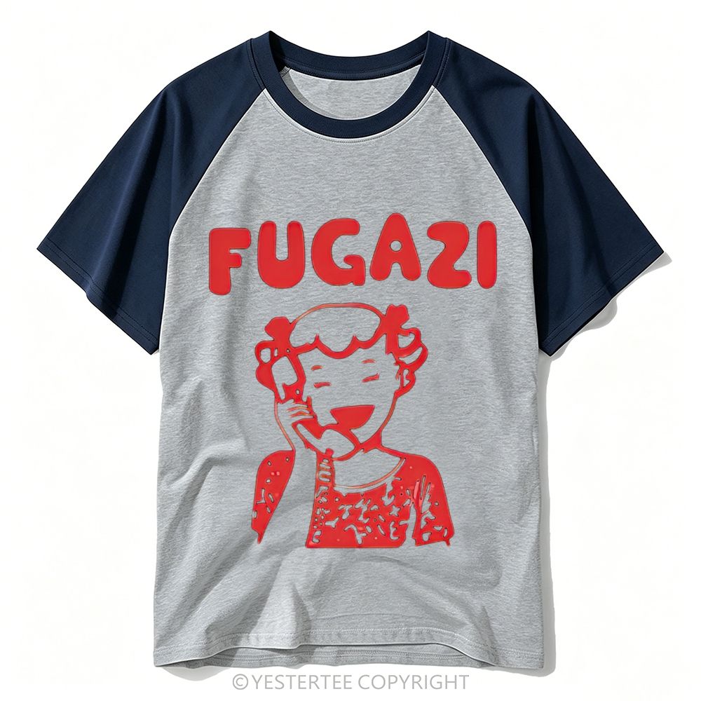 90s Punk Band Fugazi Retro Phone Girl Minimal Red Graphic Baseball T-shirt
