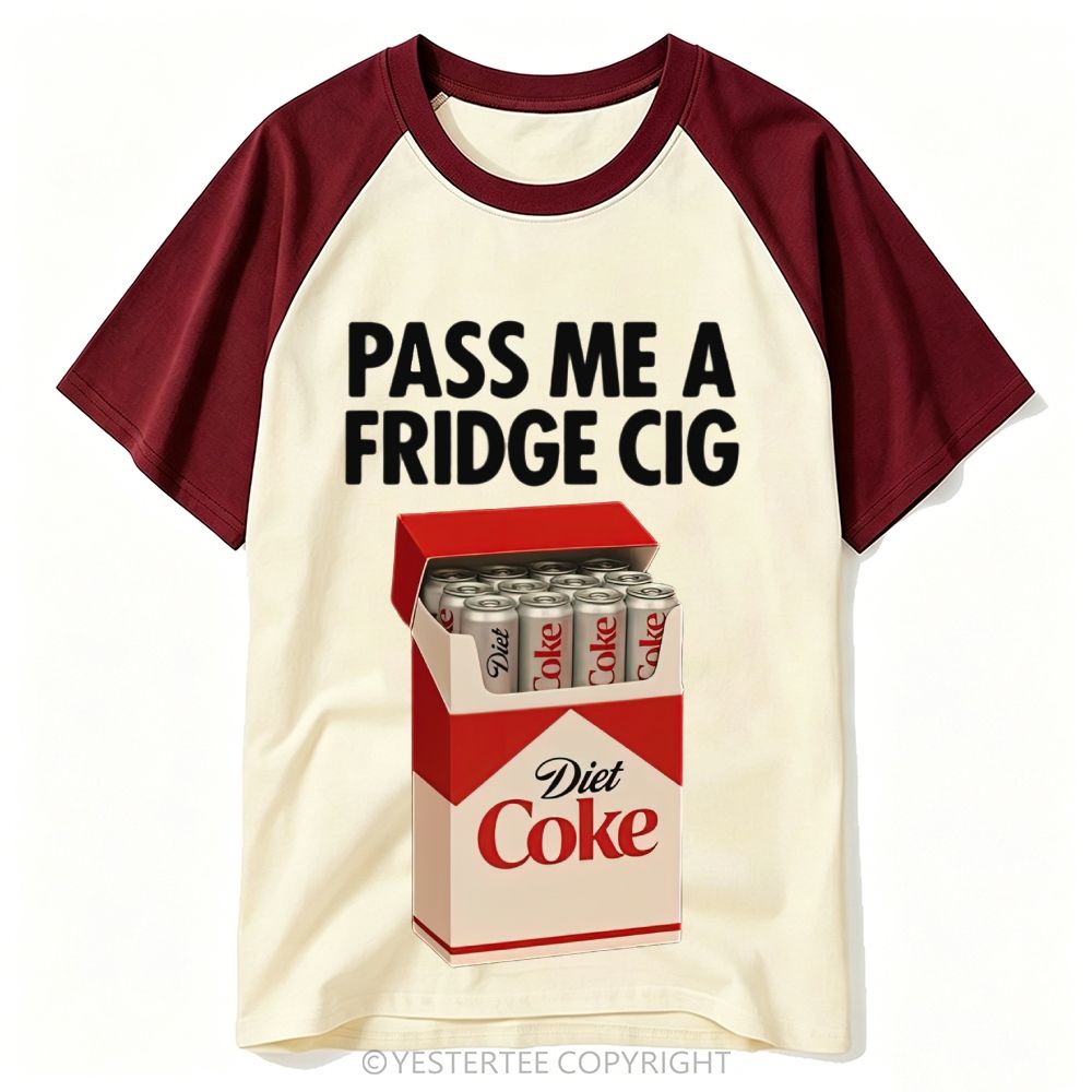 Funny Parody Soda Cigarette Box Pun Slogan Baseball T-shirt 