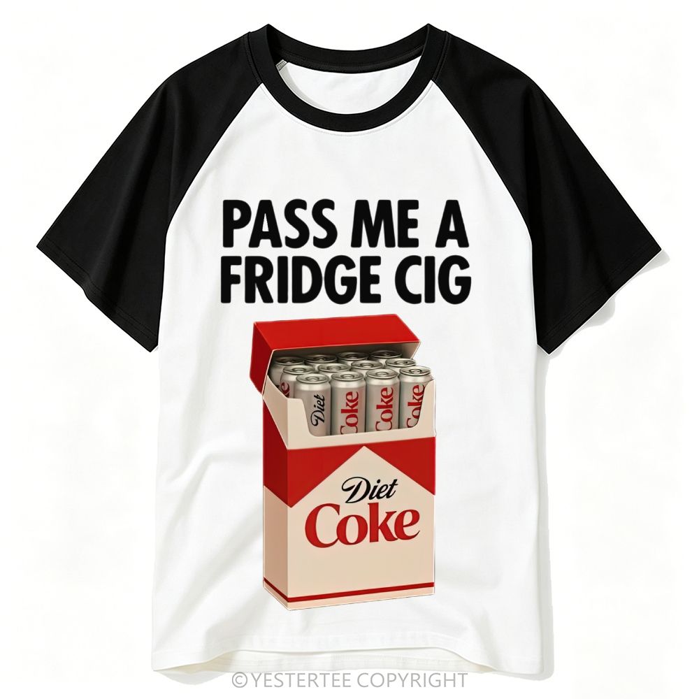 Funny Parody Soda Cigarette Box Pun Slogan Baseball T-shirt 
