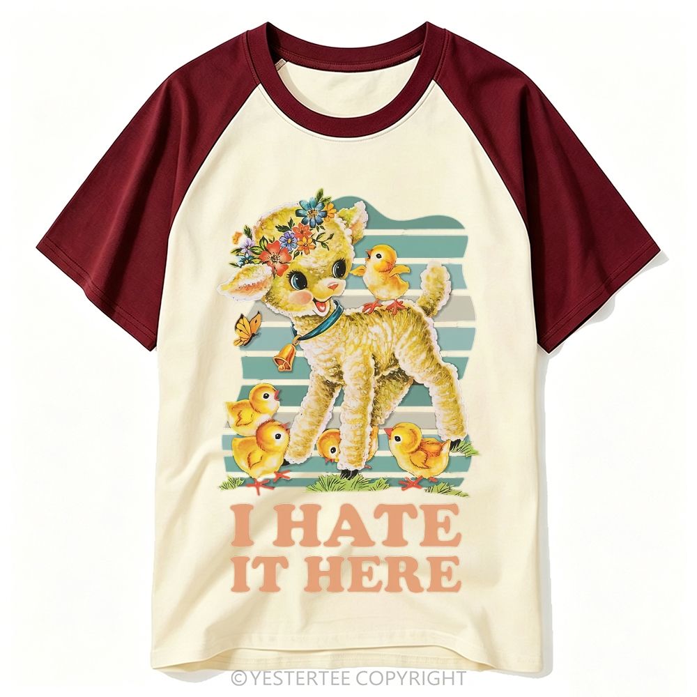 Yestertee Kitsch Floral Lamb Chicks Retro Sarcastic Quote Baseball T-shirt