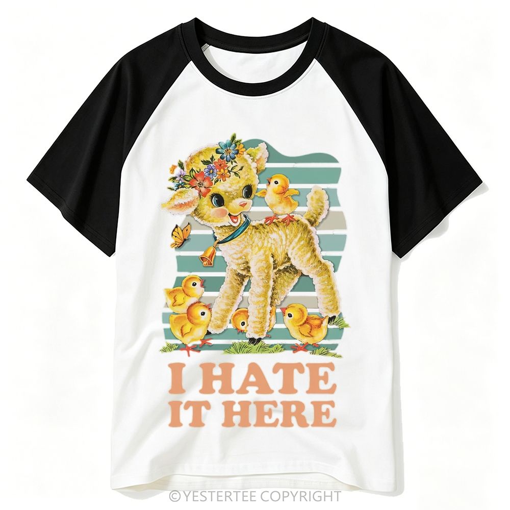 Yestertee Kitsch Floral Lamb Chicks Retro Sarcastic Quote Baseball T-shirt