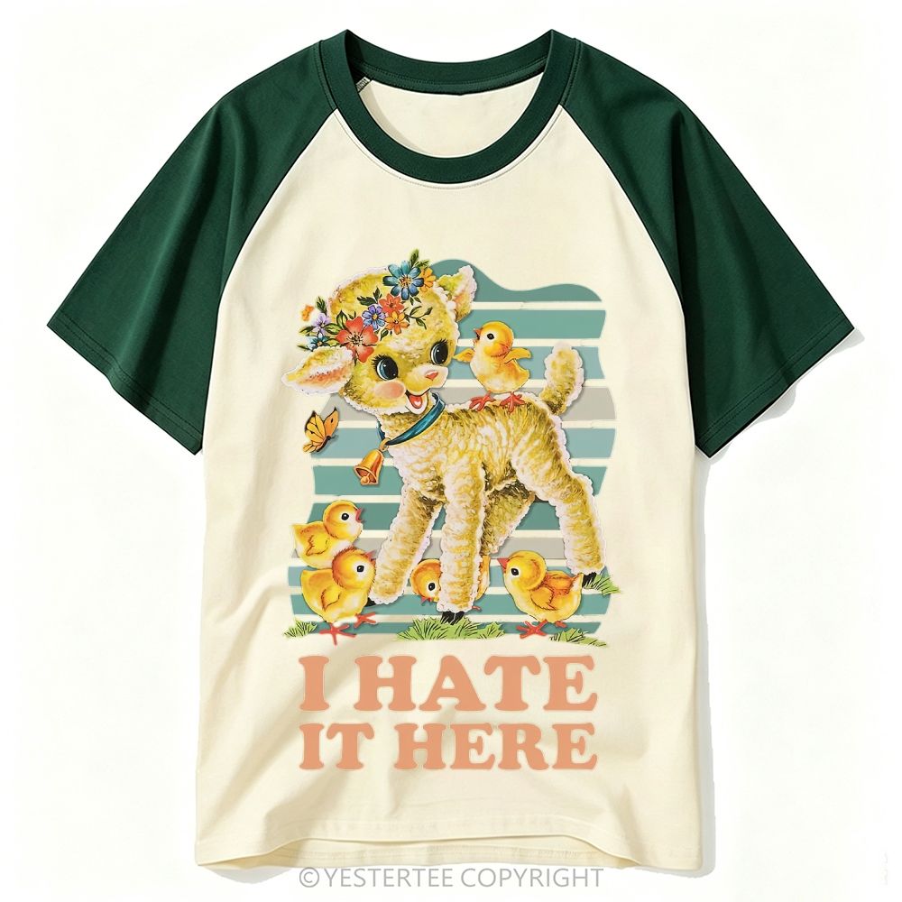 Yestertee Kitsch Floral Lamb Chicks Retro Sarcastic Quote Baseball T-shirt
