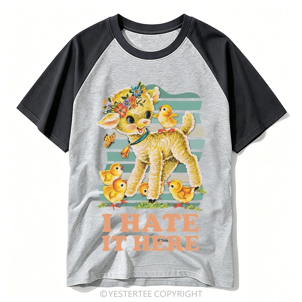 Yestertee Kitsch Floral Lamb Chicks Retro Sarcastic Quote Baseball T-shirt