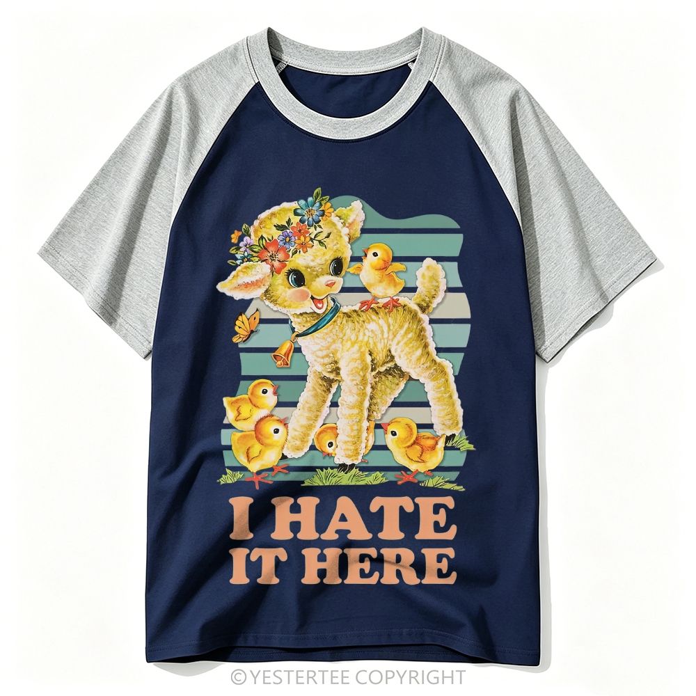 Yestertee Kitsch Floral Lamb Chicks Retro Sarcastic Quote Baseball T-shirt