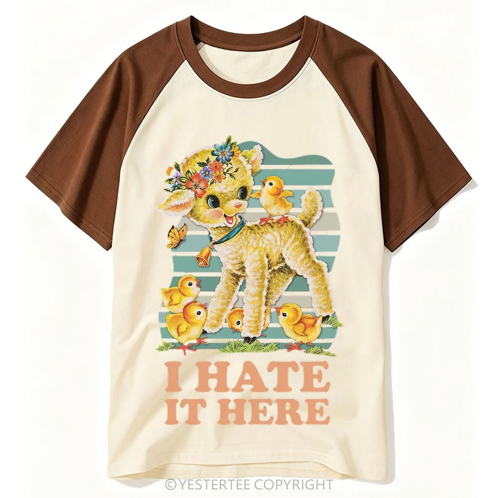 Yestertee Kitsch Floral Lamb Chicks Retro Sarcastic Quote Baseball T-shirt