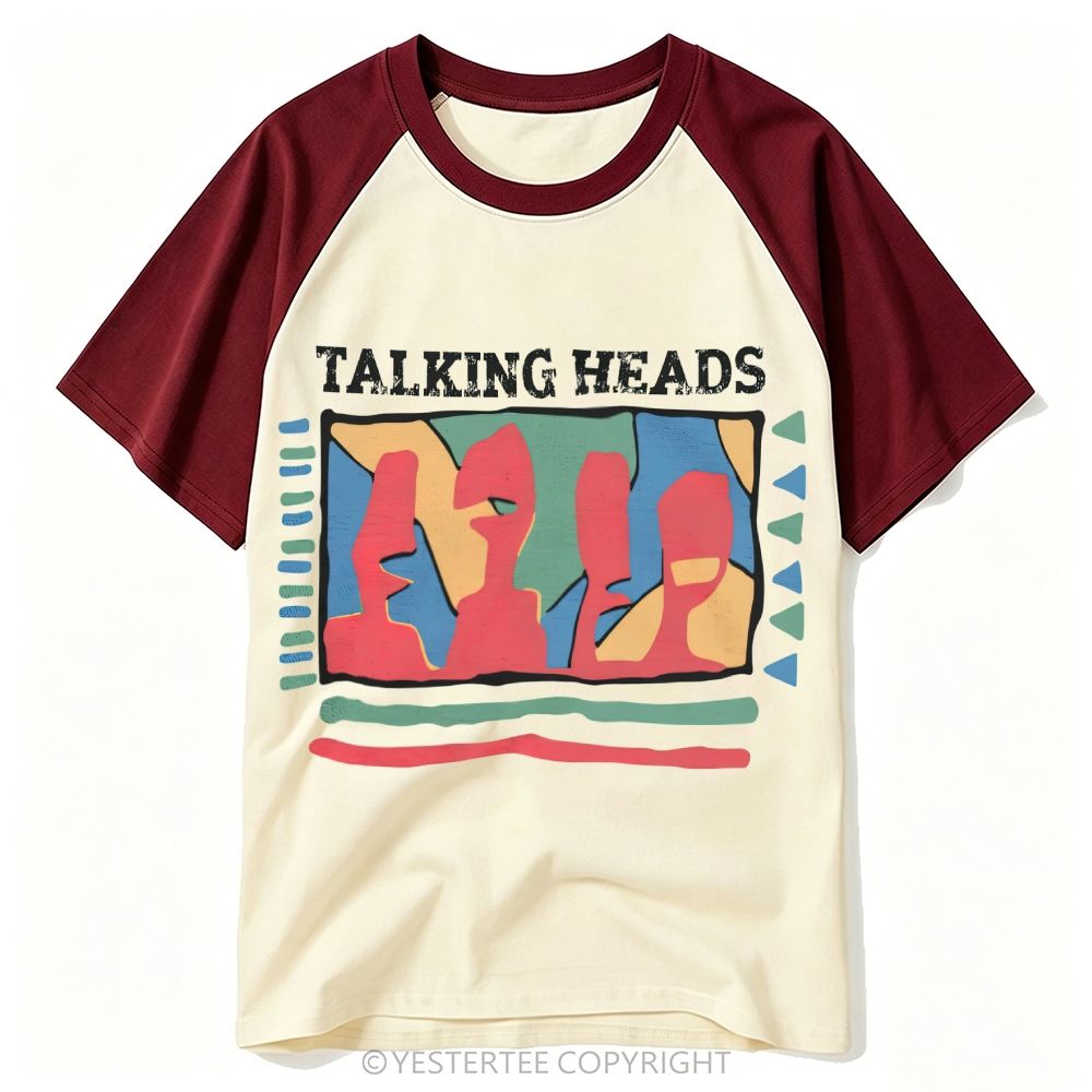 Retro Geometric Abstract Human Face Baseball T-shirt 