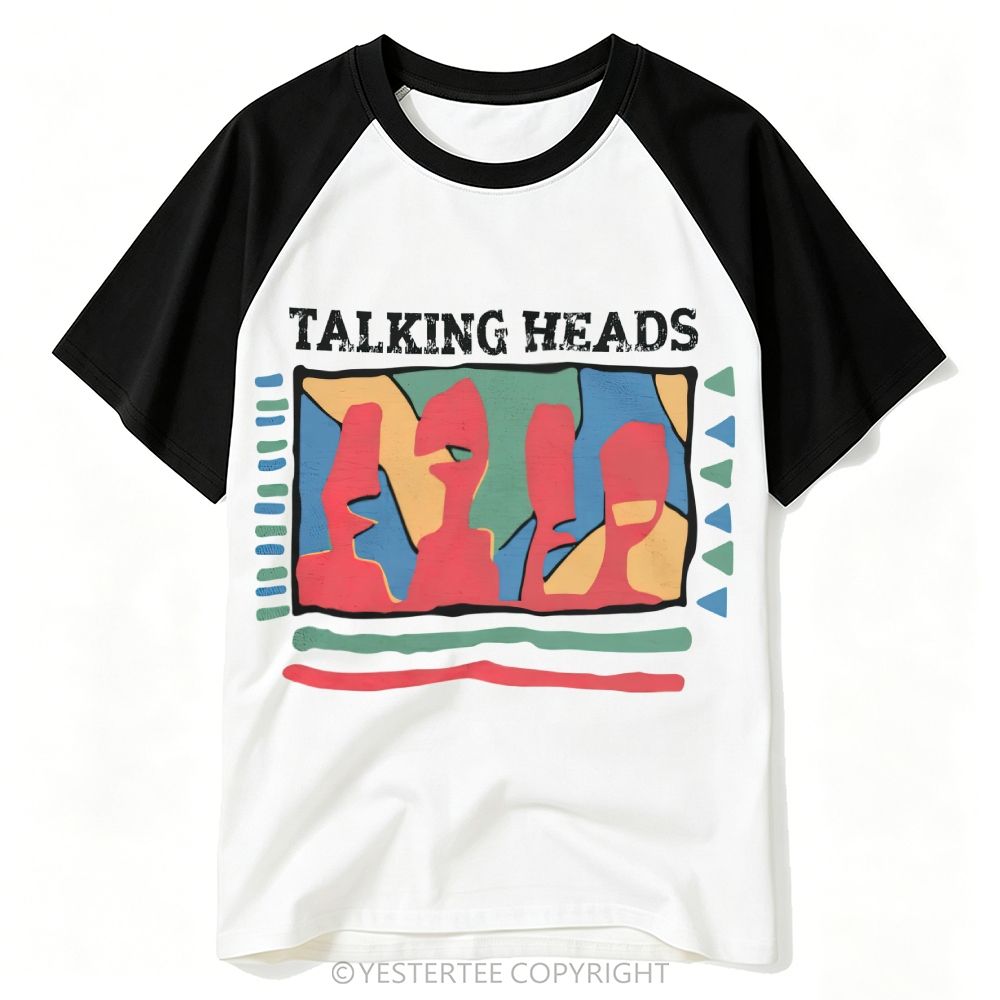 Retro Geometric Abstract Human Face Baseball T-shirt 