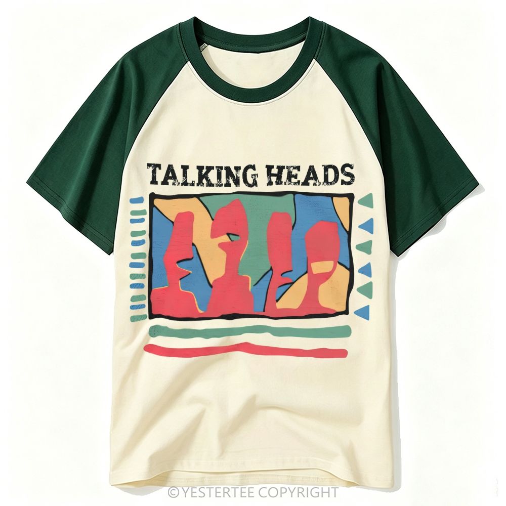 Retro Geometric Abstract Human Face Baseball T-shirt 