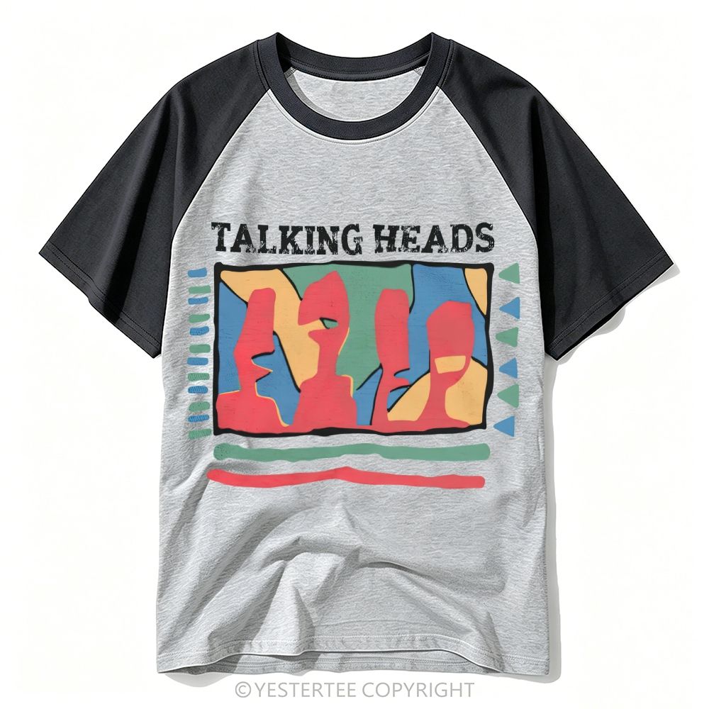 Retro Geometric Abstract Human Face Baseball T-shirt 