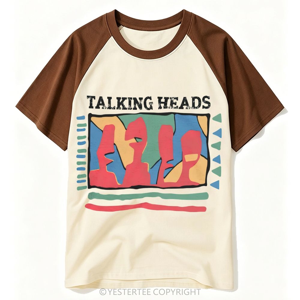 Retro Geometric Abstract Human Face Baseball T-shirt 