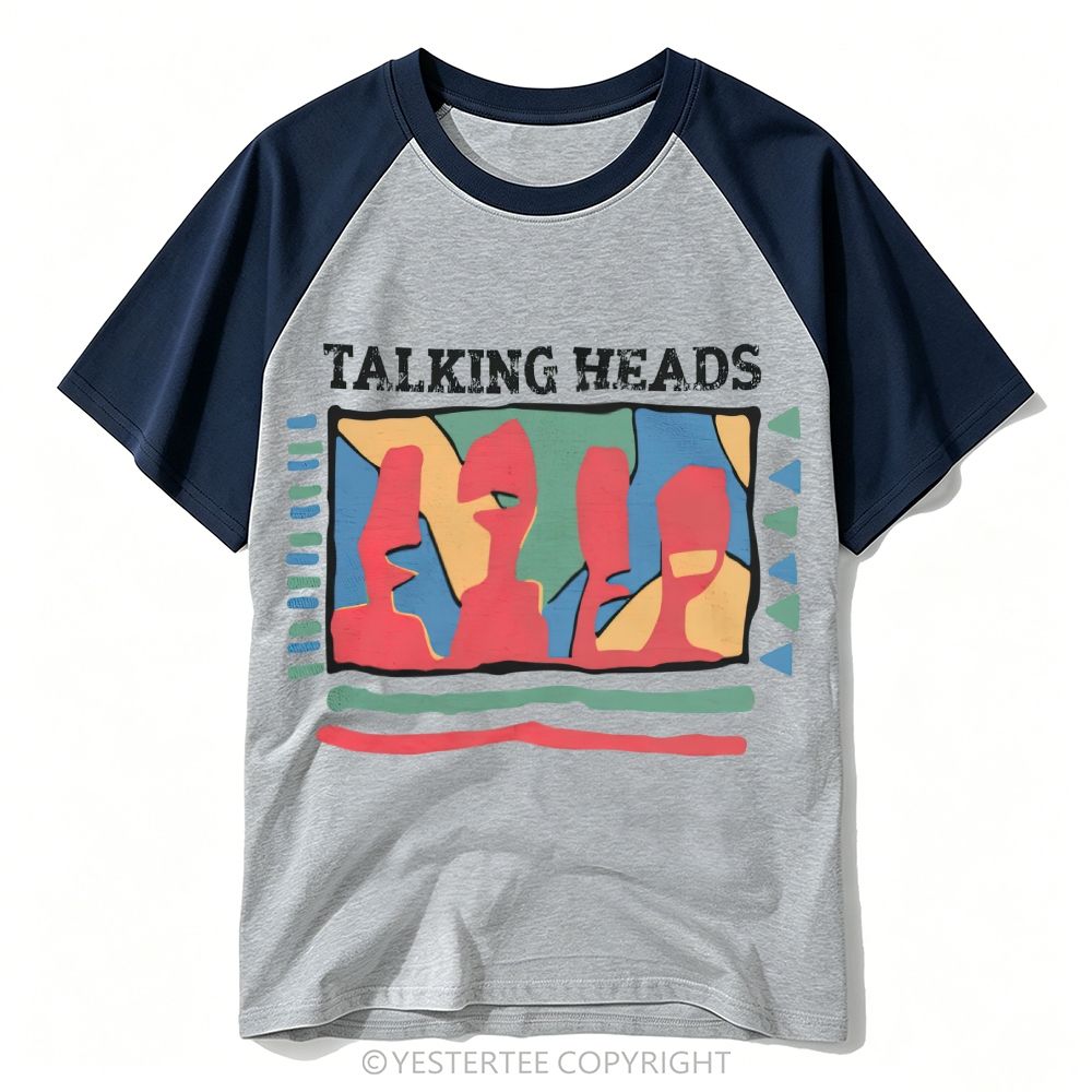 Retro Geometric Abstract Human Face Baseball T-shirt 