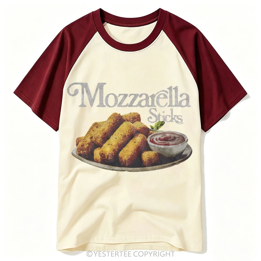 Vintage Fried Cheese Sticks Graphic Baseball T-shirt 