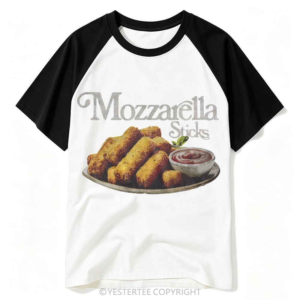 Vintage Fried Cheese Sticks Graphic Baseball T-shirt 