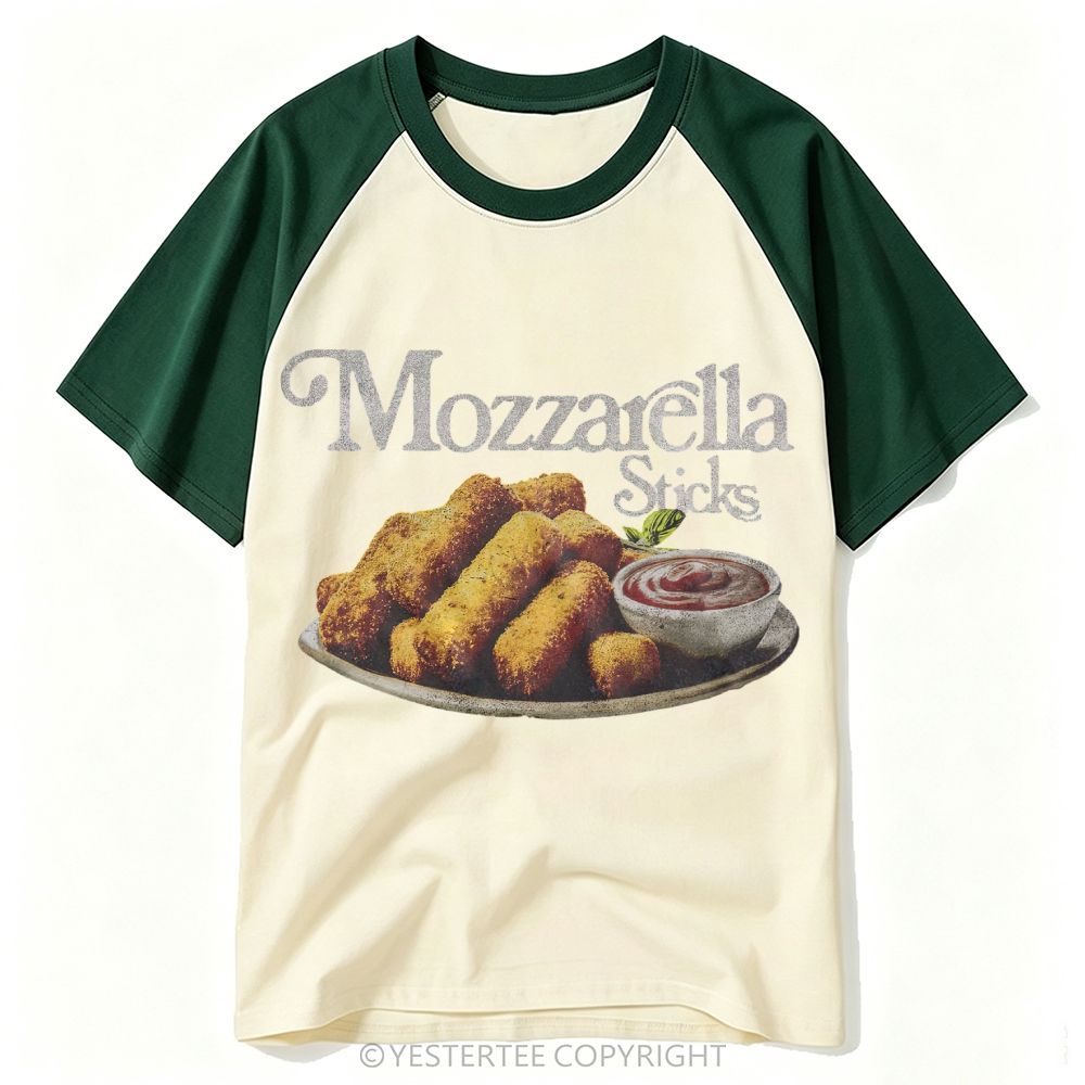 Vintage Fried Cheese Sticks Graphic Baseball T-shirt 