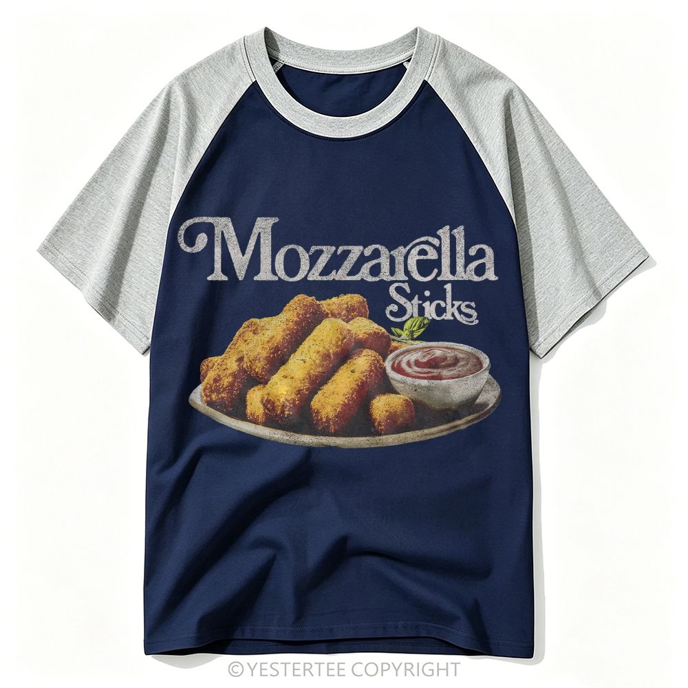 Vintage Fried Cheese Sticks Graphic Baseball T-shirt 