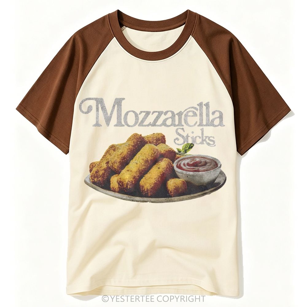 Vintage Fried Cheese Sticks Graphic Baseball T-shirt 