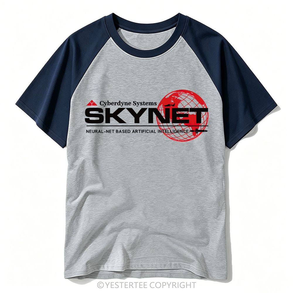 Retro AI Neural Network Globe Baseball T-shirt