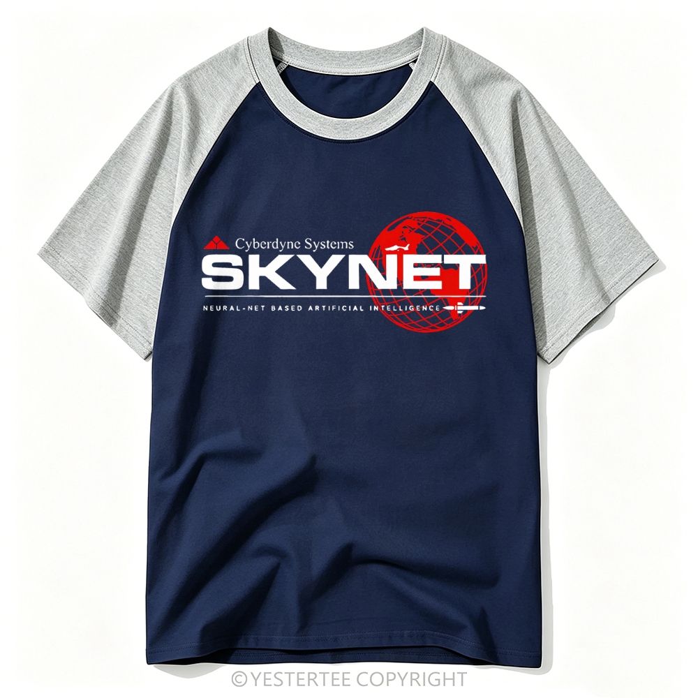 Retro AI Neural Network Globe Baseball T-shirt