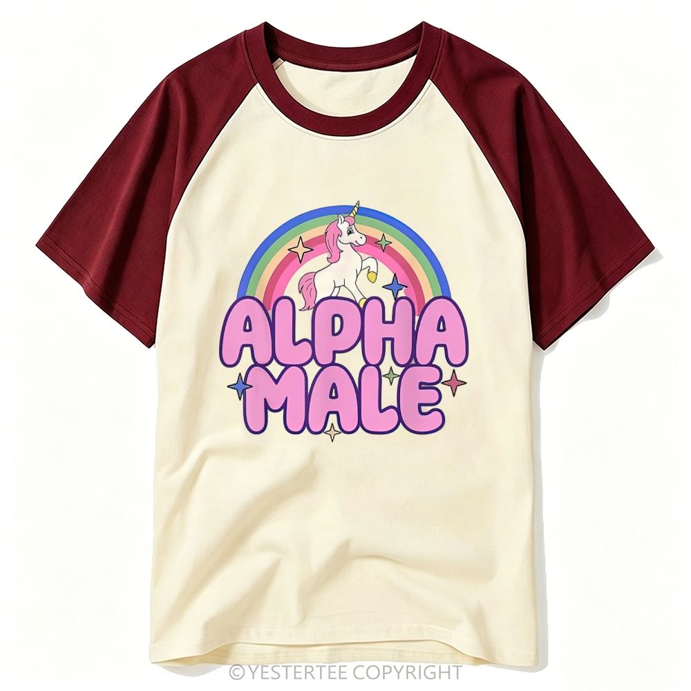 Rainbow Unicorn Alpha Male Y2K Baseball T-shirt 
