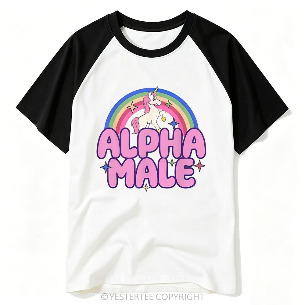 Rainbow Unicorn Alpha Male Y2K Baseball T-shirt 