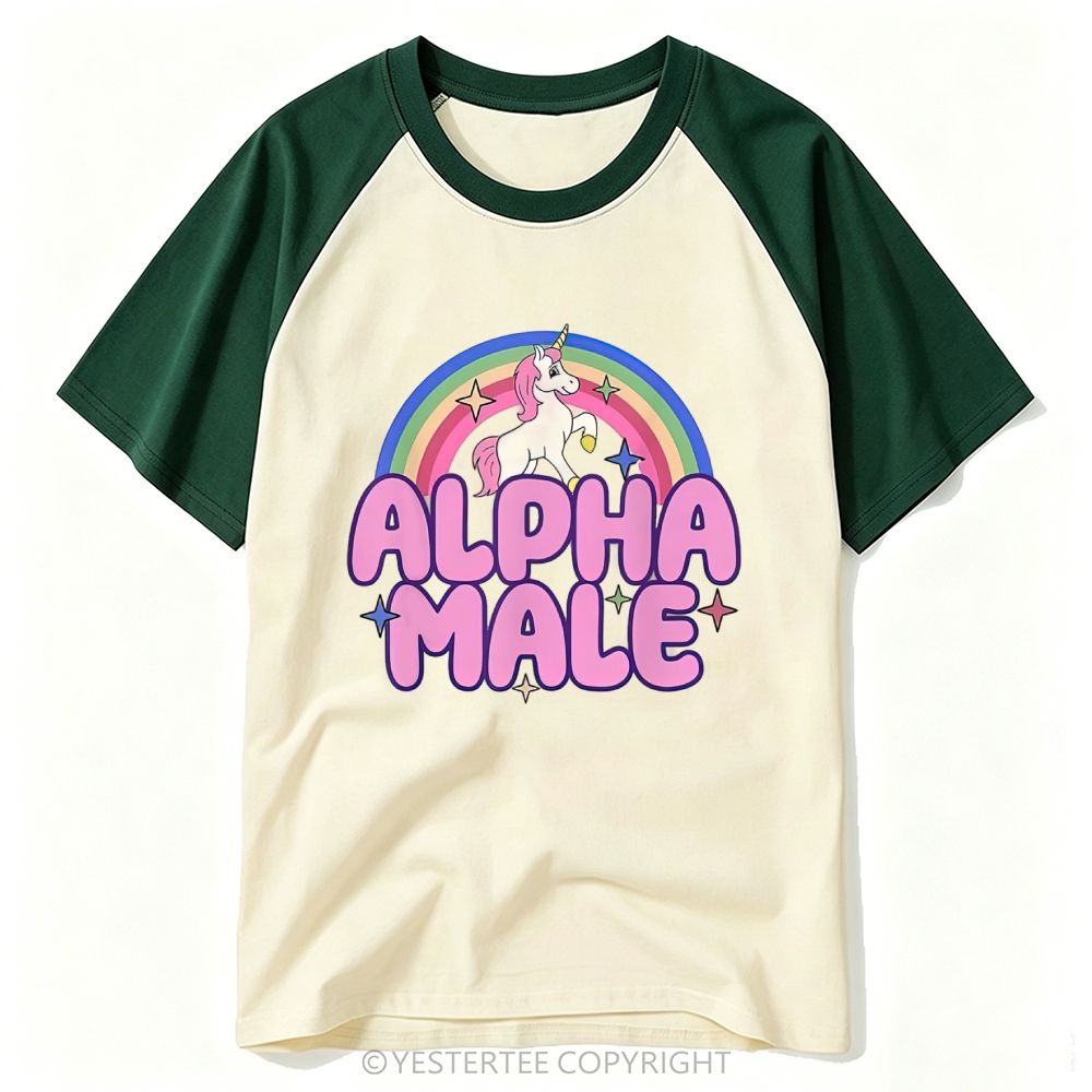 Rainbow Unicorn Alpha Male Y2K Baseball T-shirt 