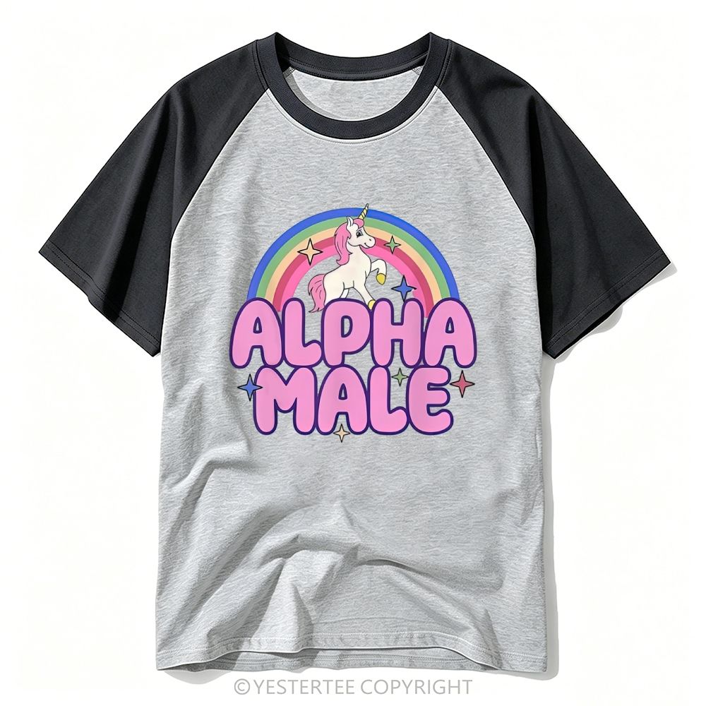 Rainbow Unicorn Alpha Male Y2K Baseball T-shirt 