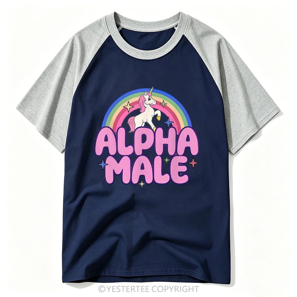 Rainbow Unicorn Alpha Male Y2K Baseball T-shirt 