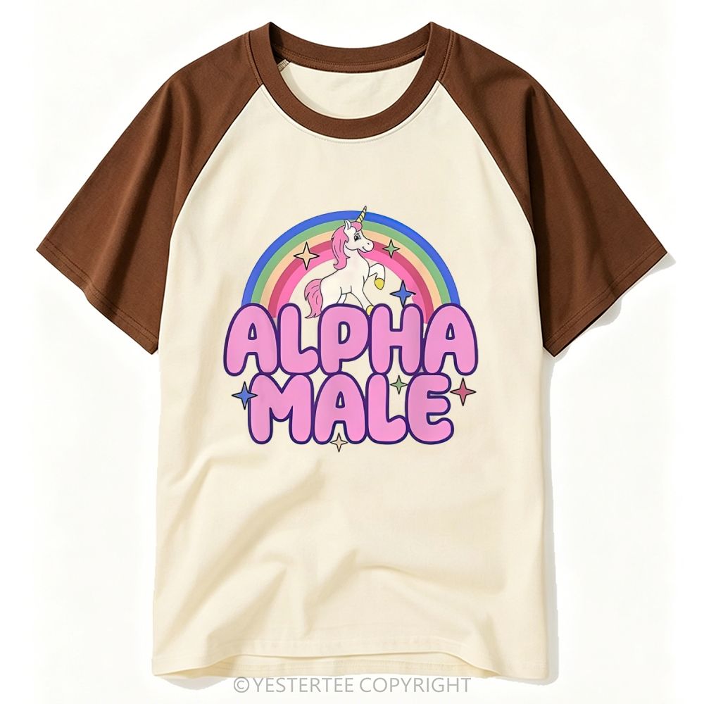 Rainbow Unicorn Alpha Male Y2K Baseball T-shirt 