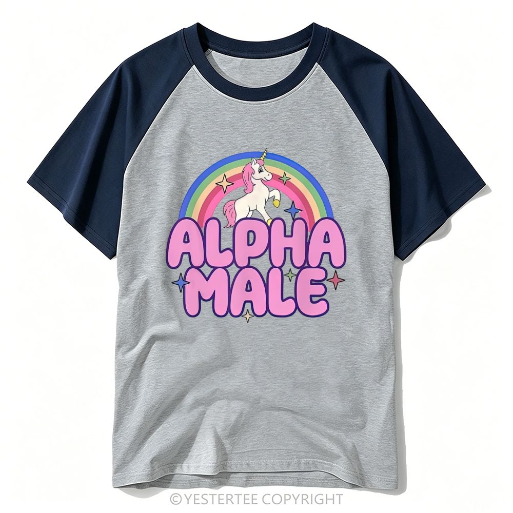 Rainbow Unicorn Alpha Male Y2K Baseball T-shirt 