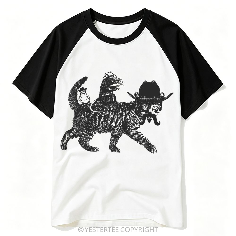 Vintage Wild West Wild West Cowboy Cat  Baseball T-shirt 