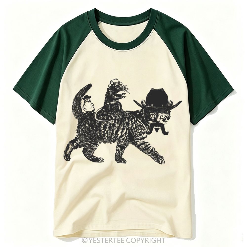 Vintage Wild West Wild West Cowboy Cat  Baseball T-shirt 