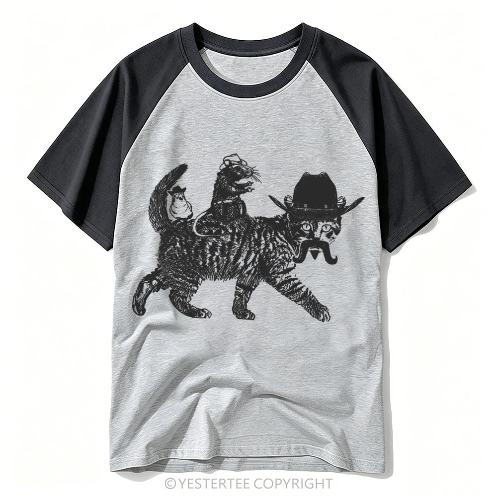 Vintage Wild West Wild West Cowboy Cat  Baseball T-shirt 