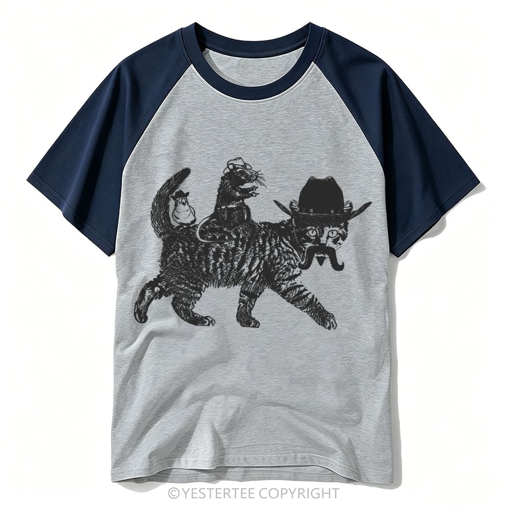 Vintage Wild West Wild West Cowboy Cat  Baseball T-shirt 