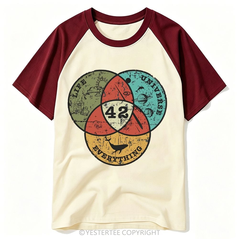 Retro Space Venn Diagram Life Universe Baseball T-shirt 