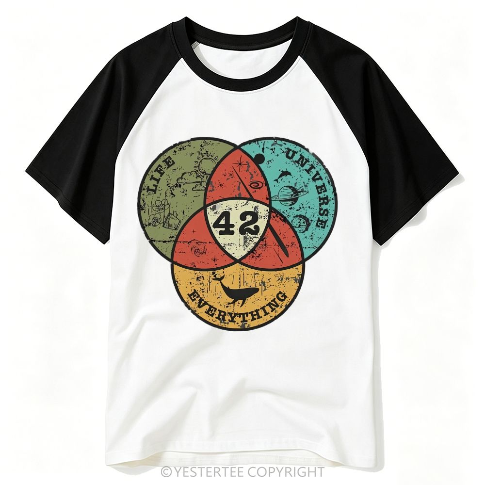 Retro Space Venn Diagram Life Universe Baseball T-shirt 