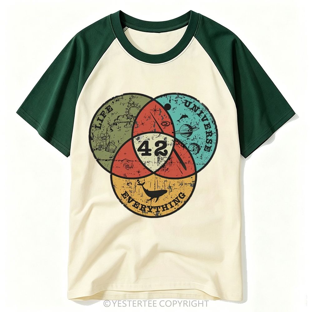 Retro Space Venn Diagram Life Universe Baseball T-shirt 