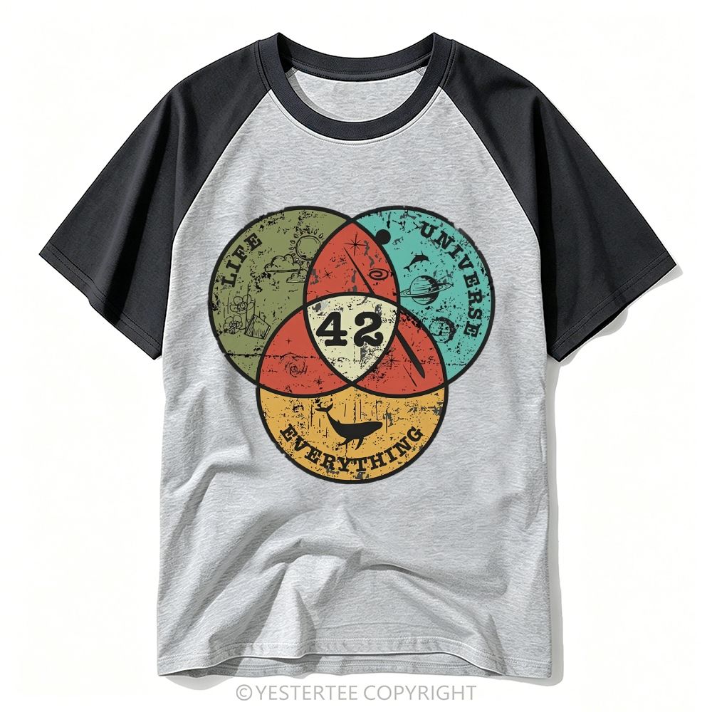 Retro Space Venn Diagram Life Universe Baseball T-shirt 