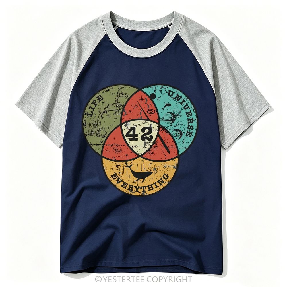 Retro Space Venn Diagram Life Universe Baseball T-shirt 