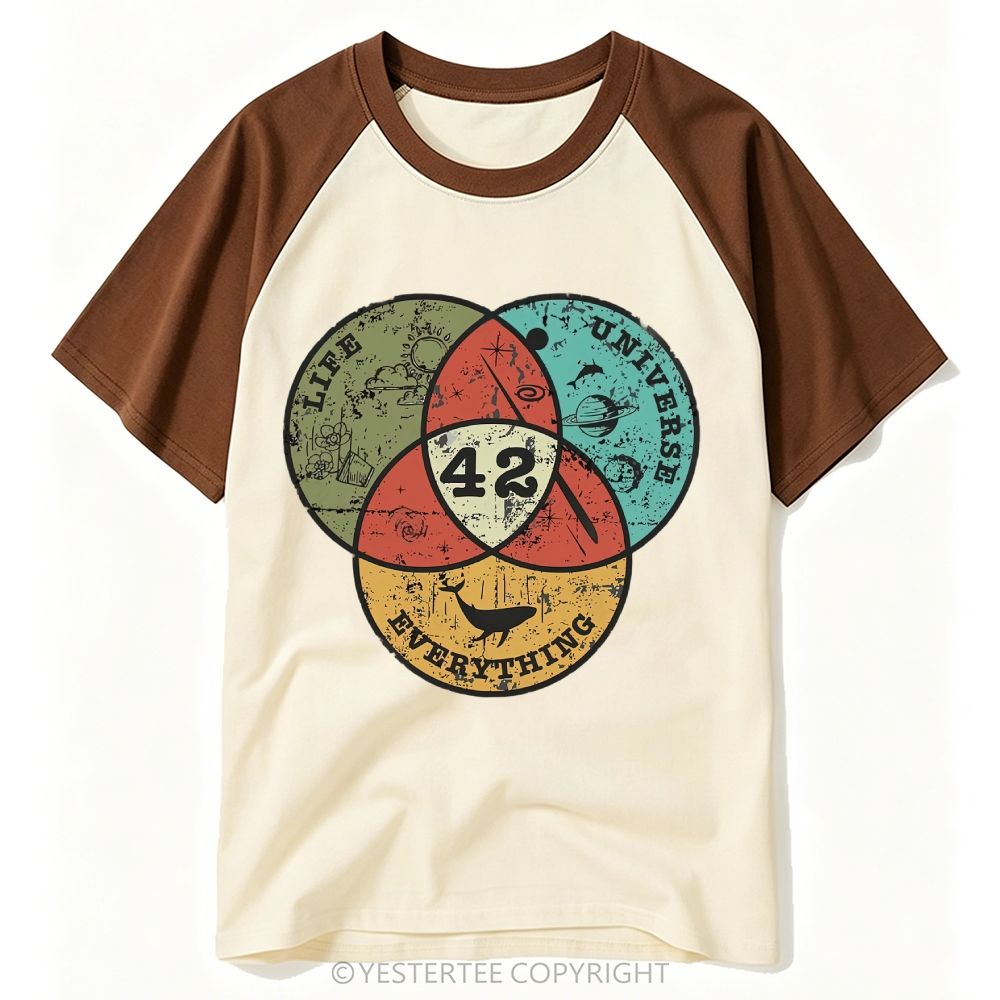 Retro Space Venn Diagram Life Universe Baseball T-shirt 