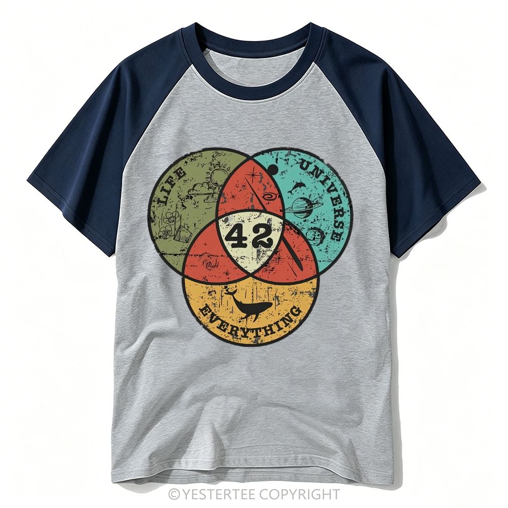 Retro Space Venn Diagram Life Universe Baseball T-shirt 