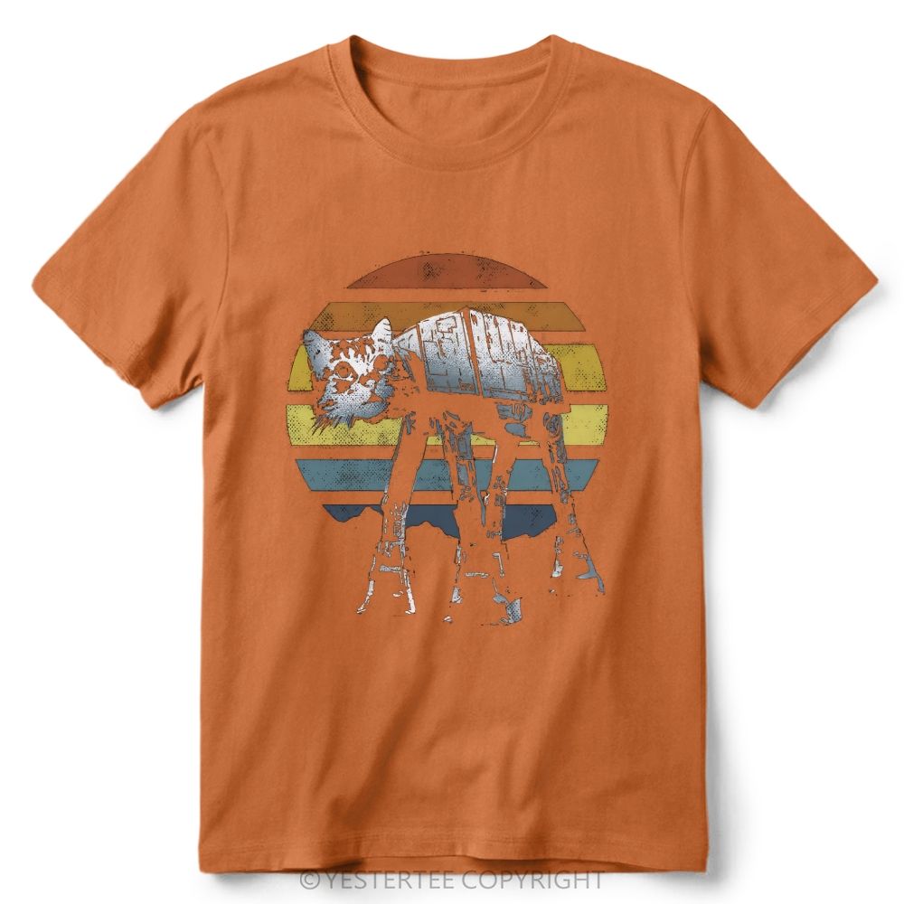Retro Cat Walker Sci Fi Mashup Cotton T-Shirt 