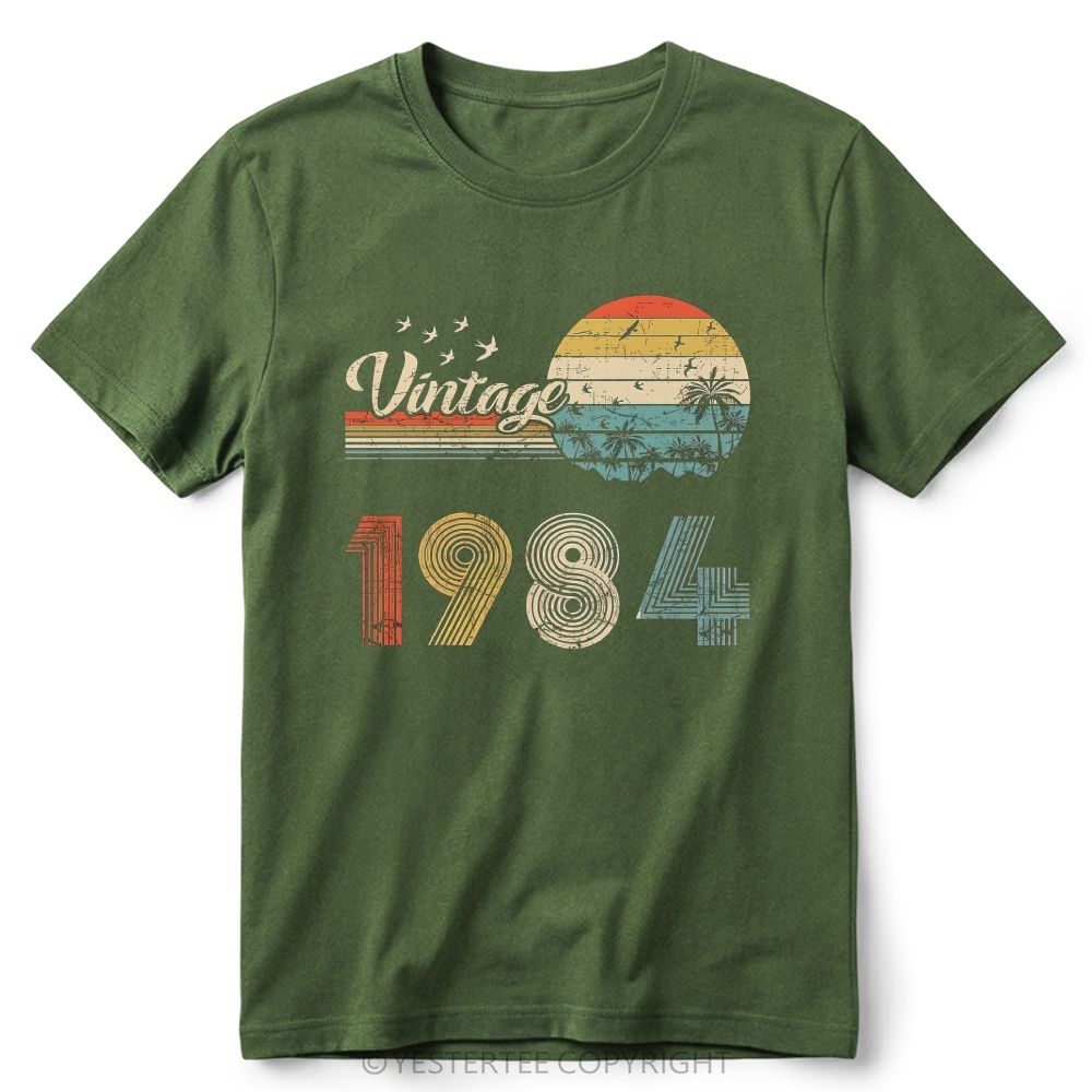 Retro Distressed 80s Tropical Beach Graphic Cotton T-Shirt 
