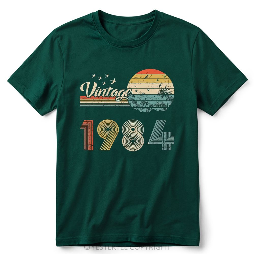 Retro Distressed 80s Tropical Beach Graphic Cotton T-Shirt 