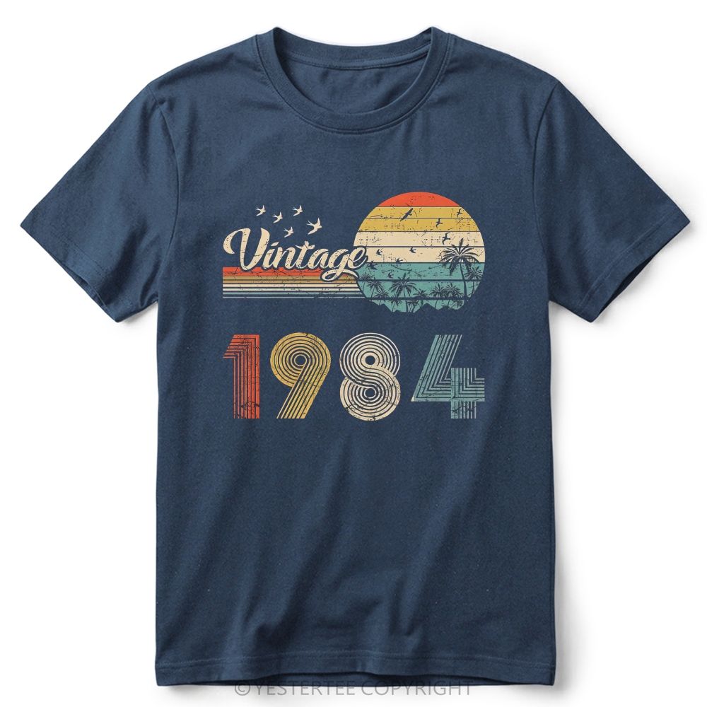 Retro Distressed 80s Tropical Beach Graphic Cotton T-Shirt 