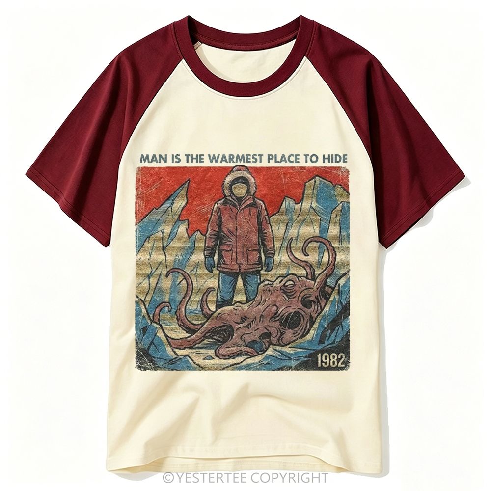 Retro 1982 Arctic Snow Monster Horror Graphic Baseball T-shirt 