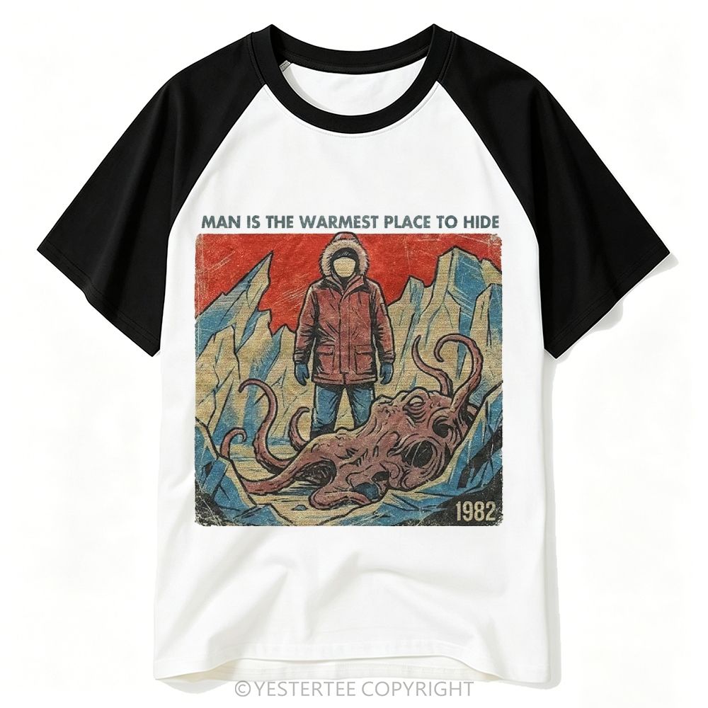 Retro 1982 Arctic Snow Monster Horror Graphic Baseball T-shirt 