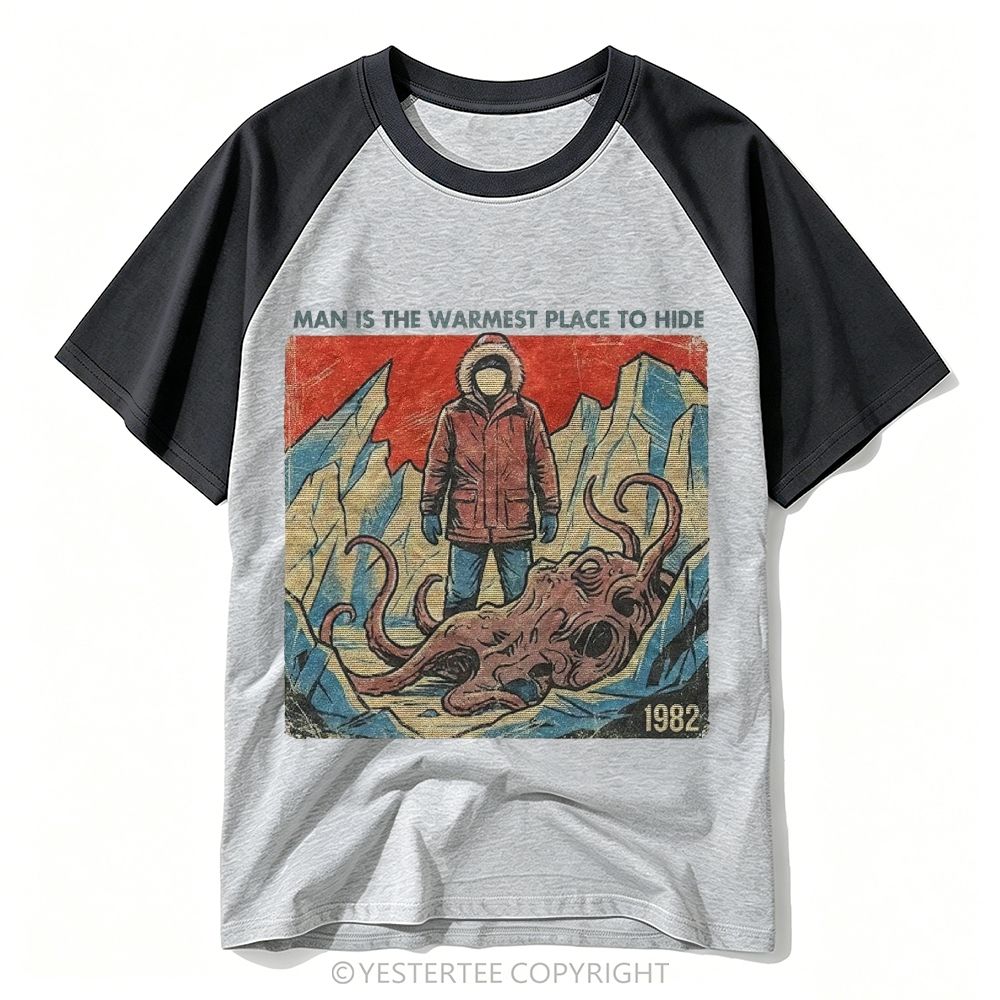 Retro 1982 Arctic Snow Monster Horror Graphic Baseball T-shirt 