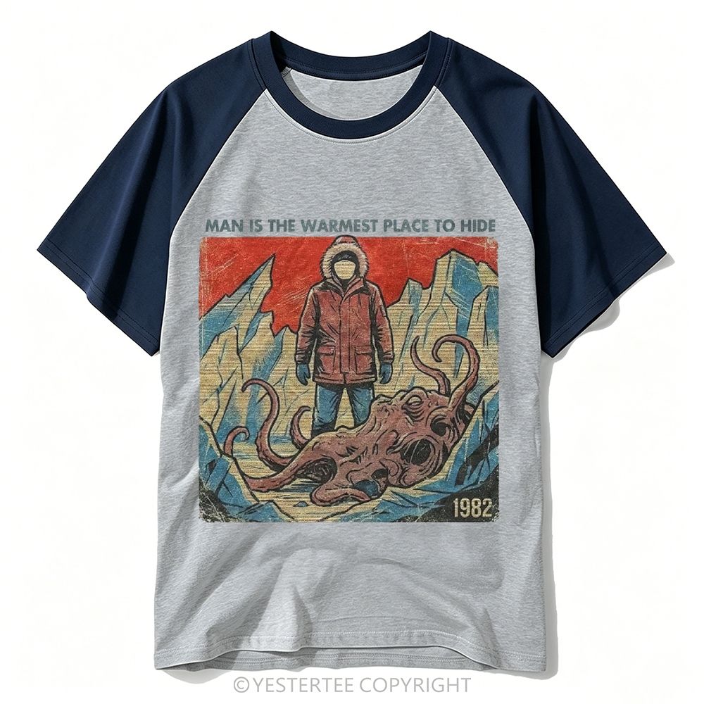 Retro 1982 Arctic Snow Monster Horror Graphic Baseball T-shirt 