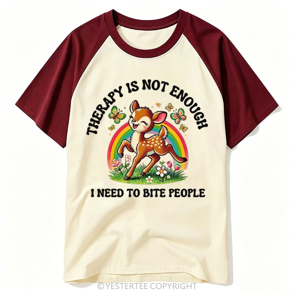 Cottagecore Rainbow Fawn Floral Mental Health Sarcastic Quote Baseball T-shirt